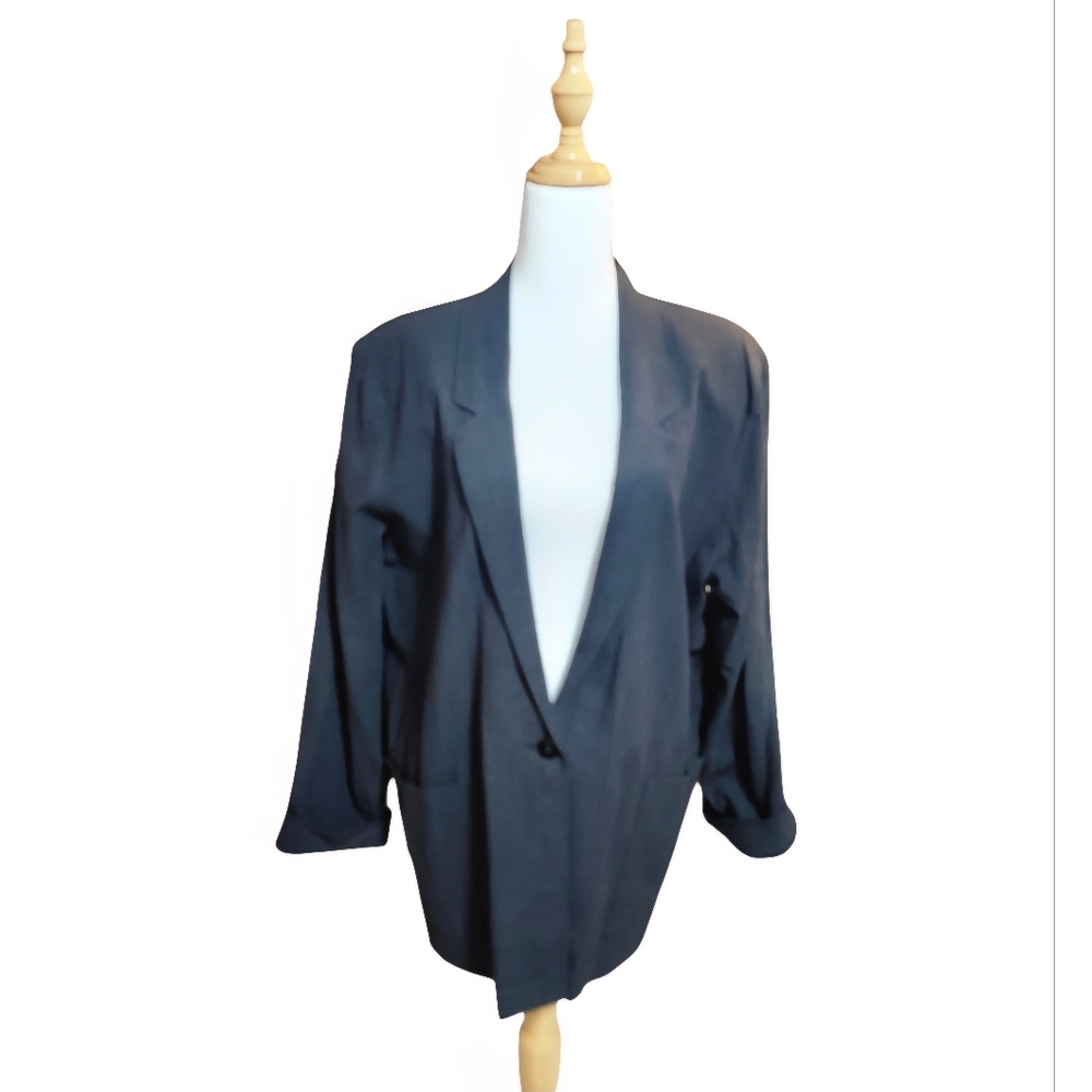 Vintage, Shelly David 🇨🇦 100% Cotton Black Women's Blazer With Pockets